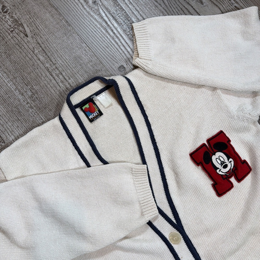 Vintage 90s Mickey Unlimited Disney Cardigan Sweater Men's Medium Varsity Knit